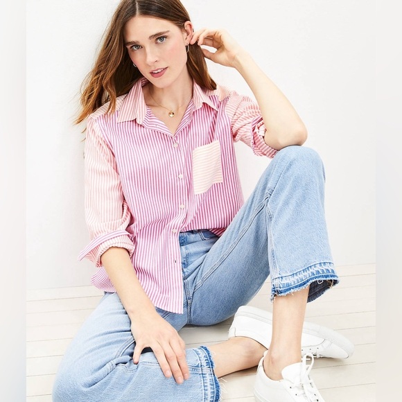 NWT Loft Stripe Relaxed Everyday Shirt Small - Picture 2 of 10